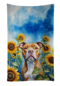 Pit Bull Terrier in Sunflowers Kitchen Towel