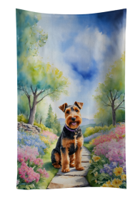 Welsh Terrier Spring Path Kitchen Towel