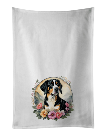 Entlebucher Mountain Dog and Flowers Kitchen Towel Set of 2 (Color: 194031000000)