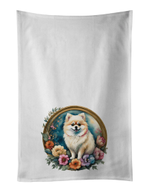 Pomeranian and Flowers Kitchen Towel Set of 2 (Color: 194031000000)