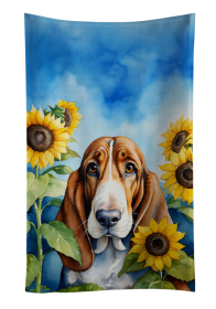 Basset Hound in Sunflowers Kitchen Towel (Color: 198453000000)