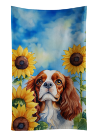 Cavalier Spaniel in Sunflowers Kitchen Towel (Color: 198453000000)
