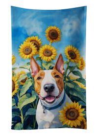 English Bull Terrier in Sunflowers Kitchen Towel (Color: 198453000000)