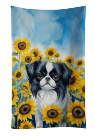 Japanese Chin in Sunflowers Kitchen Towel (Color: 198453000000)