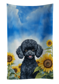 Black Poodle in Sunflowers Kitchen Towel (Color: 198453000000)