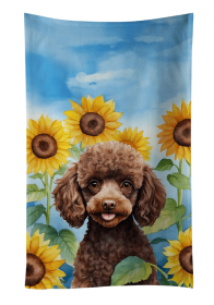 Chocolate Poodle in Sunflowers Kitchen Towel (Color: 198453000000)