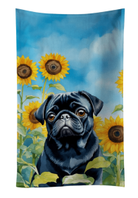 Pug in Sunflowers Kitchen Towel (Color: 198453000000)