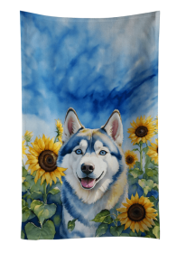 Siberian Husky in Sunflowers Kitchen Towel (Color: 198453000000)